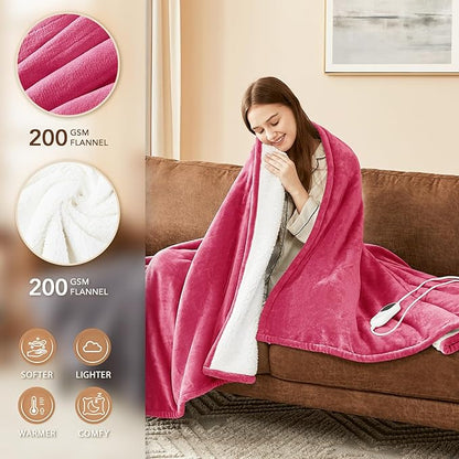 Homemate Electric Heated Blanket Full Size - 72"x84" Heating Blanket Full Size 1/2/4/6/8 Hours Auto-Off 10 Heat Level Over-Heat Protection Flannel Sherpa ETL Certification