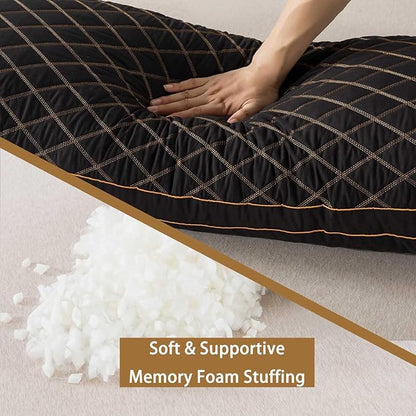 WhatsBedding Memory Foam Body Pillow for Adults, Long Pillow for Sleeping, Full Body Pillow for Bed - 20x54 inch, Black Quilted