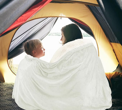 Utopia Bedding Sherpa Blanket California King Size (Ivory, 102x96 Inches) - Soft Plush Fleece Reversible Blanket for Bed, Sofa, Couch, Camping and Travel