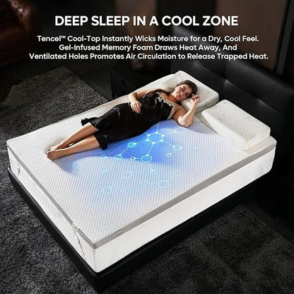 Bestier Memory Foam Mattress Topper - Mattress Topper Plush Feel - Mattress Pad with Naturally Cooling and Pressure Relieving - Parent (White (3 Inch), Twin XL)