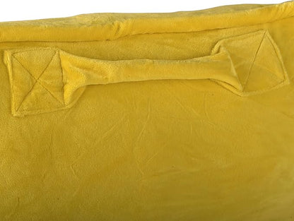 Home Soft Things Super Soft Bedrest Reading Pillow, Lounger Backrest Pillow for Sitting in Bed with Arms Pockets, 20" x 18" x 17", Lemon Curry