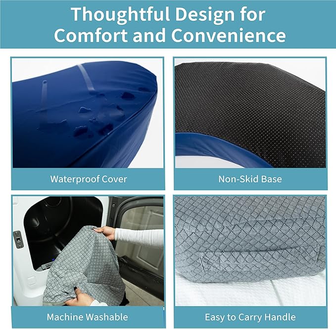 Zomaple Bedsore Pressure Relief Pillow, Grey – Offload Pressure to Prevent Bed Sores & Ease Turning – 30° Positioning, Cooling Gel Top, 2 Non-Skid Removable Covers – Knee Wedge Pillow Versatility