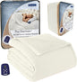 Thermee Micro Flannel Heated Blanket With Sherpa Back, Full Size, 10-Setting Electric, Programmable, Ultra-Soft, Fast Heating Thermal Throw - Sand