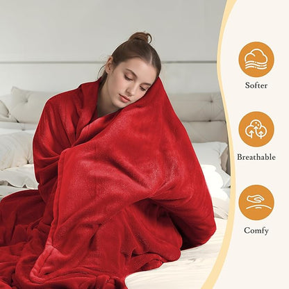 Electric Heated Blanket 72"x84" Full Size - 4 Heat Levels, 10H Auto Shut Off, Ultra-Soft Coral Fleece Heated Blanket with Overheat Protection, Fast Heating, Machine Washable - Red