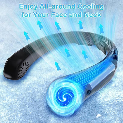 UZOPI Portable Neck Fan, Hands-Free, 5 Speeds, Gifts for Men Women, Lightweight, Quiet, Long Lasting, Bladeless, Battery Operated, Rechargeable, with Neck Support, Personal Fan for Hot Flashes, Travel