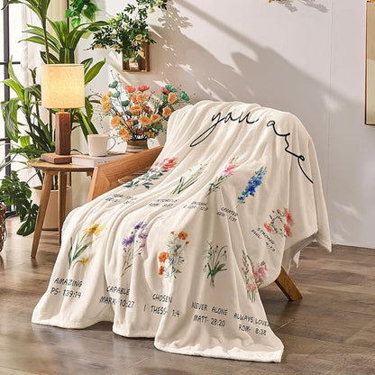 Christian Gifts for Women Religious Flowers Blanket Floral Throw Blanket Birthday Gifts for Women Inspirational Gifts Blanket for Girls, Friend, Mom 50" x 60"