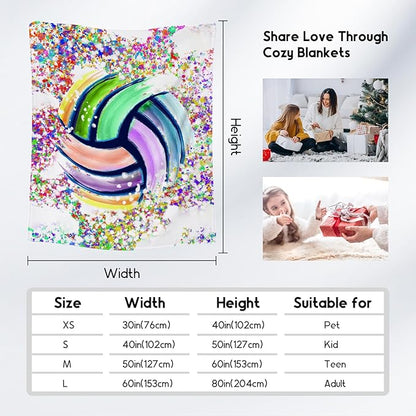Volleyball Blanket Gifts - 30"x40" Sports Throw Blanket for Adults, Kids - Colorful Soft Plush Throws for Couch & Travel