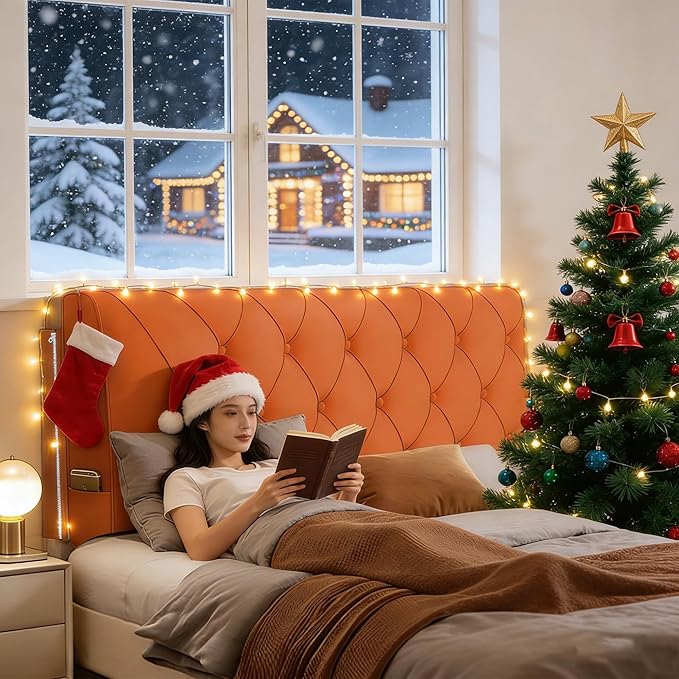 VKZ Headboard Pillow Queen, 61" x 24" Reading Pillows and Bed Pillow for Sitting Up, Upholstered Bolster Body Pillow with Removable Head Board Cover for Bed Dorm Sofa Floor Back Support, Orange