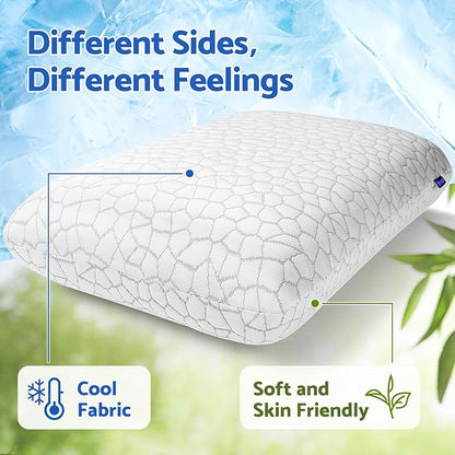 Memory Foam Pillows for Sleeping, Bed Pillow with Removable and Machine Washable Cover, Bed Pillow for Side, Back and Stomach Sleepers, Standard Size (2 Pack)