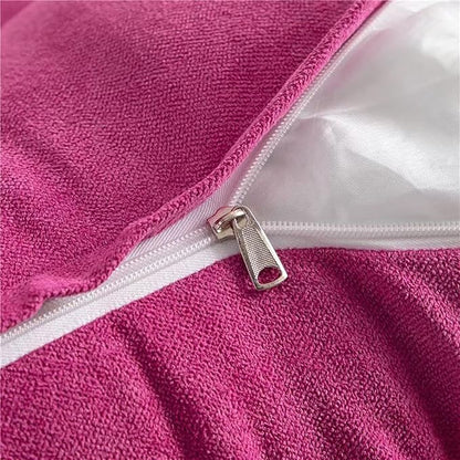 Triangular Reading Bed Rest Pillow Large Bolster Cushion Headboard Backrest Wedge Pillow with Removable Cover and Two Large Side Pockets (Magenta, Queen: 59 x 8 x 20 inches)