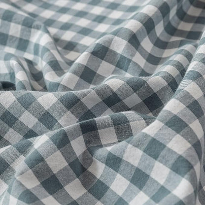 BuLuTu Blue Check Duvet Cover Set Queen Cotton Soft Breathable Bedding Duvet Cover for Kids Boys Blue White Buffalo Plaid Comforter Cover Set 【 3Pcs -1 Queen Duvet Cover Set + 2 Pillowcases】
