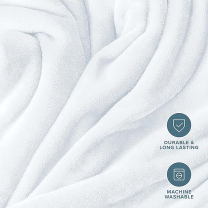 Bare Home Fleece Blanket - Kid Size - Ultra-Soft Lightweight for Bed, Sofa, and Couch - Luxury Microplush - Cozy Warm Blanket (Kid, White)
