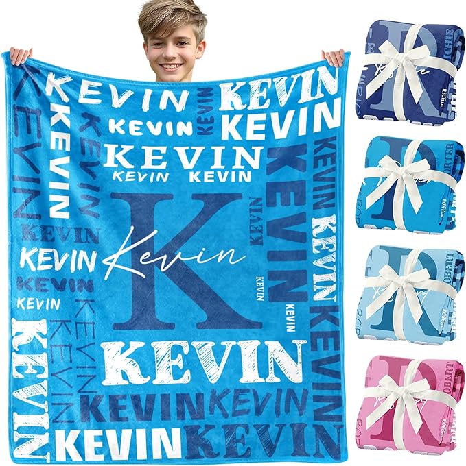 Personalized Blankets for Teen Girls Boys - Printed in USA, Custom Blanket with Kids Names, Ultra-Soft Flannel Monogrammed Baby Throws Blankets, Customized Christmas Brithday Gifts for Adults