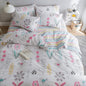 BuLuTu Floral Bird Print Pattern Girls Duvet Cover Full White Premium Cotton Nature Blossom Colorful Reversible Kids Bedroom Comforter Cover Bedding Sets for Teen Toddler,Zipper Closure