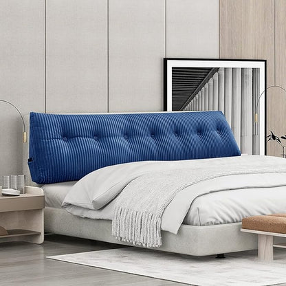 SLIGUY Large Headboard Pillow, Headboard Wedge Pillow Bed Rest Reading Pillow Bolster Triangular for Sitting in Bed-Backrest Positioning Support Long Pillow for Daybed (Twin: 40x8x20 Inches,Blue)