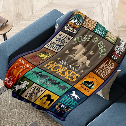 Just A Girl Who Love Horse Gifts for Girls Kids, Horse Present for Birthday Christmas, Horse Blanket 40"X 30"
