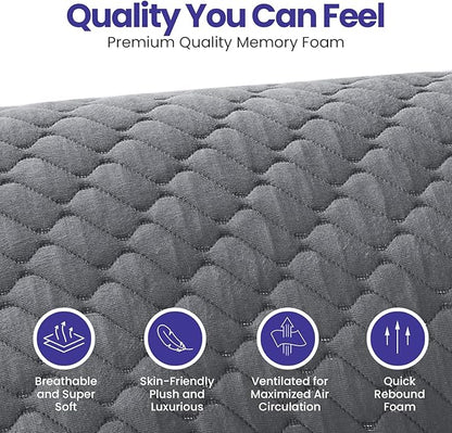 Sidney Sleep Set of 2 Queen Size Bed Pillows for Side and Back Sleepers - Adjustable Filling - Memory Foam Pillows for Neck and Shoulder Pain - Customizable Loft - Extra Foam Included (Grey)