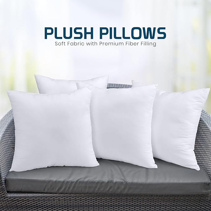 Utopia Bedding Throw Pillows (Set of 4, White), 22 x 22 Inches Pillows for Sofa, Bed and Couch Decorative Stuffer Pillow