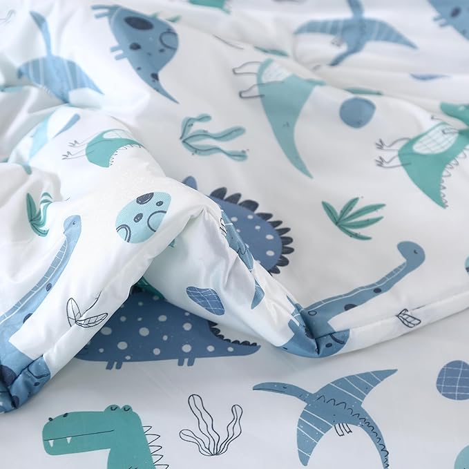 SDIII Dinosaur Comforter Full 3 Pieces, Silky Breathable Microfiber and Spandex, Cute Dinosaur Bedding Full Size for Boys Girls Kids and Teens