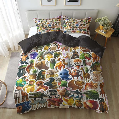 Italian Brainrot Bedding Duvet Cover Set,Funny Fusion AnimalsTwin Full Queen King Comforter Cover Bedding Set for Kids Boys Bed Decor Gifts ﻿ (Color 20,Full (80" x 90"))