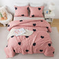 Caressma Heart Pattern Queen Size Comforter Set, Pale Pinkish Girls 3 Pieces Love Bedding Comforter, Soft Microfiber Fluffy Lovely Comforter Set for All Seasons Room Decor