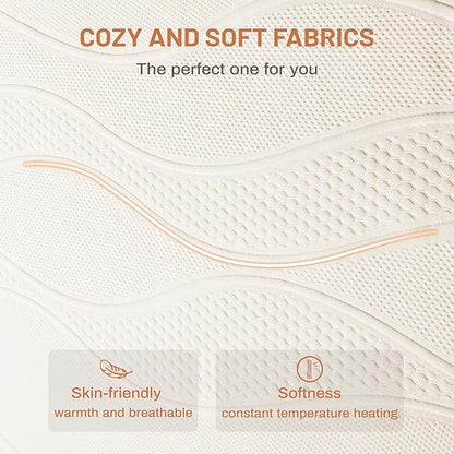 Heated Mattress Pad Cal King Size-Dual Controllers Electric Mattress Pad with Deep Pocket,6 Heat Settings & 2-10 Auto Shut Off Electric Bed Warmer,ETL Certified,Machine Washable,(White)