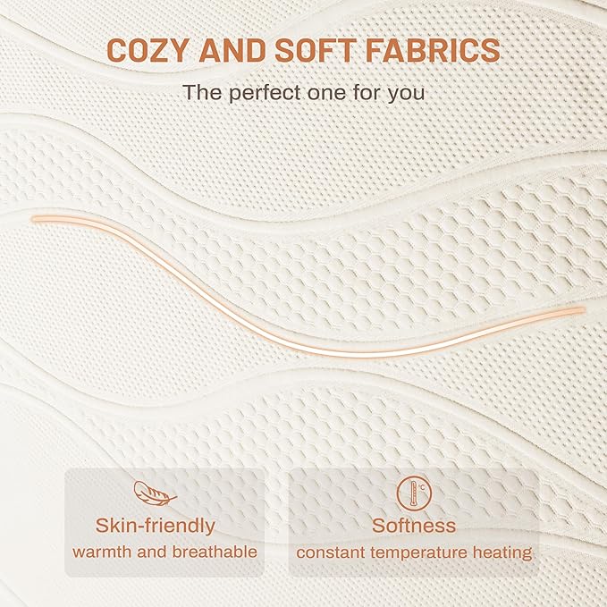 Heated Mattress Pad Full Size-Single Controller Electric Mattress Pad with Deep Pocket,6 Heat Settings & 2-10 Auto Shut Off Electric Bed Warmer,ETL Certified,Machine Washable,(White)