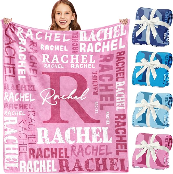 Personalized Blankets for Teen Girls Boys - Printed in USA, Custom Blanket with Kids Names, Ultra-Soft Flannel Monogrammed Baby Throws Blankets, Customized Christmas Brithday Gifts for Adults