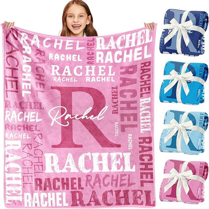 Personalized Blankets for Teen Girls Boys - Printed in USA, Custom Blanket with Kids Names, Ultra-Soft Flannel Monogrammed Baby Throws Blankets, Customized Christmas Brithday Gifts for Adults