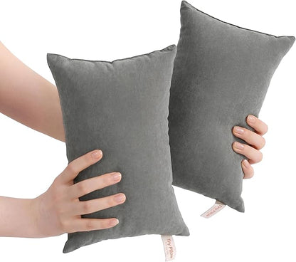 BEDSUM 2 Pack Tiny Pillows, 11"x7" Microfiber Mini Pillow for Travel, Pets, Soft and Machine Washable Small Pillows for Neck, Wrist, and Knee Comfort, Dark Grey