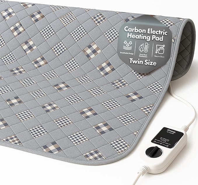 GML Bedding Heated Mattress Pad Electric - Soft Bed Warmer Heating Blanket Cover with Smart Controllers for Relieving Body Aches, Camping or Winter Use, Washable for Home or Travel - Twin Size 71x35