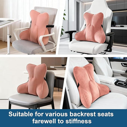Lumbar Support Pillow for Lower Back Pain Relief – Multi-Functional Ergonomic Lumbar Cushion, Reading Pillow for Office Chair, Car Seat & Sofa,Blush Pink