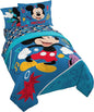 Jay Franco Kids Comforter Set Includes Sheets and Pillow Covers - Soft and Cozy Bed Set for Stylish Room Decor, Blue - Mickey Mouse, 7 Piece Full Bedding