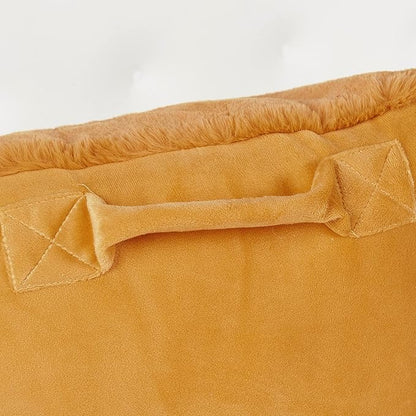 Faux Fur Assembly Need DIY Extra Large Backrest Reading Bed Rest Pillow with Arms and Pockets for Sitting in Bed Couch Sofa, Removable Cover and Filling Seprated, 28" x 30" x17", Burnt Orange