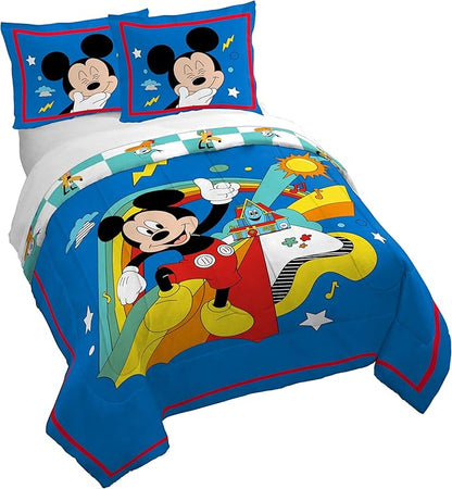 Jay Franco Duvet Cover Set – 3 Piece Comforter Cover and Sham Set, Super Soft Cozy Kids Bedding (Insert Not Included) Blue - Mickey Mouse, Queen