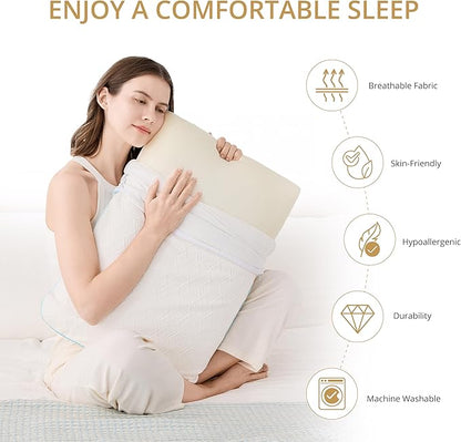 EGOHOME Bed Pillow Standard Size - Memory Foam Made in USA - for Side, Back and Stomach Sleepers, Neck Support with Washable & Removable Cover, Medium Soft, 1 Pack
