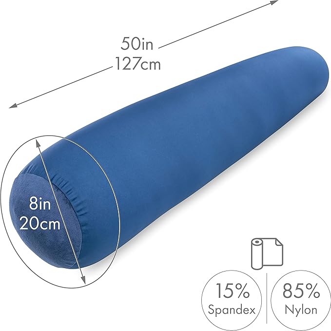 Case Only - Body Pillow Cover Stylish Silky Super Soft - 85% Spandex/ 15% Nylon Blend, Beauty - Breathable Pillowcase - Gentle on Hair Size 48 X 8, Peacock Blue