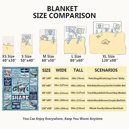Shark Blanket Ocean I Just Really Like Sharks Throw Blanket Gifts for Girls Boys Kids Adults Soft Flannel Blanket for Sofa Couch Bed Warm Cozy Home Decor for All Seasons,30"x40"for Baby/Pets