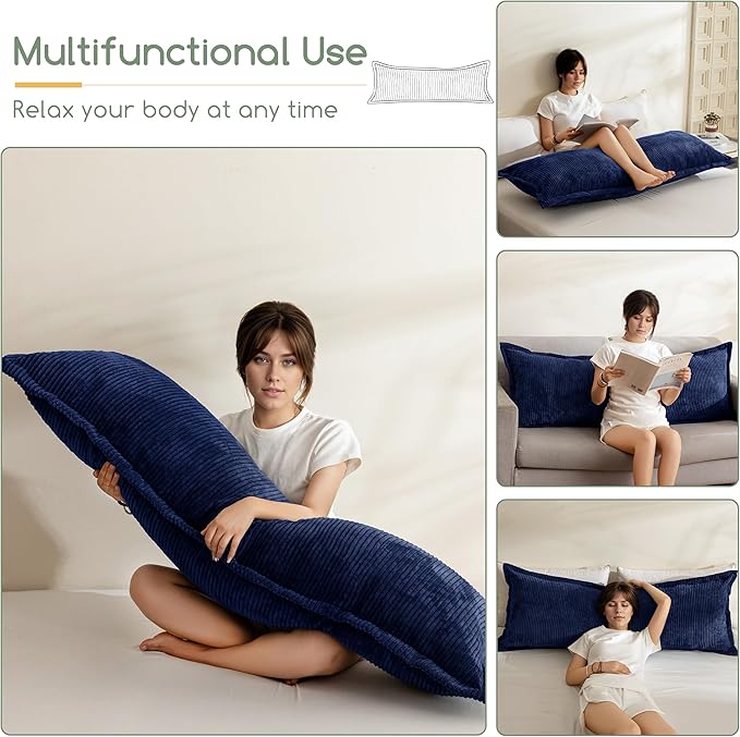 HIGOGOGO Body Pillow for Adults, Thickened Memory Foam Long Bed Pillow, Breathable Full Body Pillow with Removable Pillow Cover (20x54 Inch)