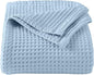 100% Cotton Waffle Weave Queen Bed Blanket | Soft, Breathable, and Lightweight Blanket for All-Seasons | Perfect for Layering | Brielle Collection (Full/Queen, Sky Blue)