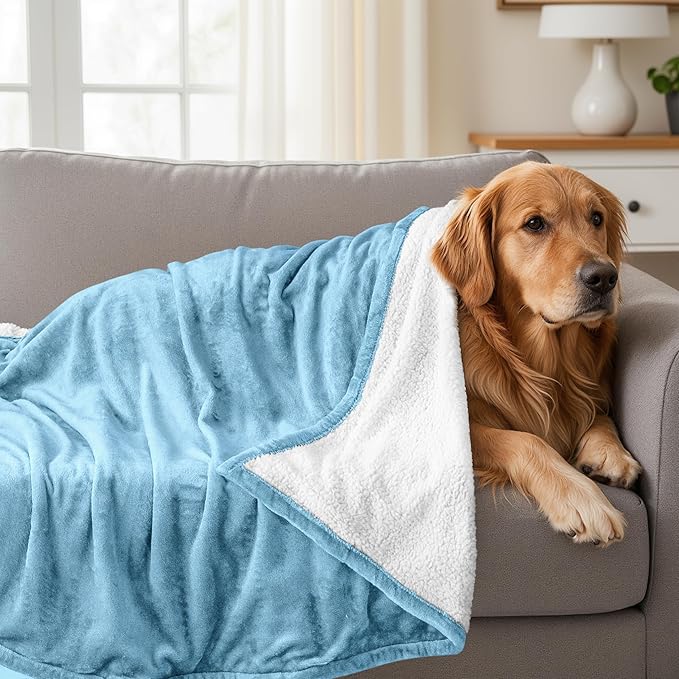 Utopia Bedding Sherpa Blanket California King Size (Washed Blue, 102x96 Inches) - Soft Lightweight Plush Fleece Reversible Blanket for Bed, Sofa, Couch, Camping and Travel