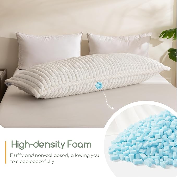 HIGOGOGO Memory Foam Body Pillow, Thickened Large Long Bed Pillow for Adults, Full Body Pillow with Removable Pillow Cover(20x54 Inch)
