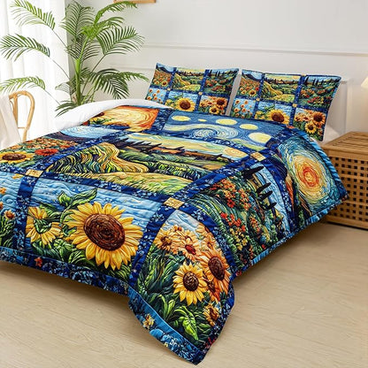 Yellow Sunflower Full Size Comforter Set，Bedding Full Size Quilts Sunflower，Rustic Farmhouse Bedroom Set Bedding Set，with 1 Comforter with 2 Pillow Case