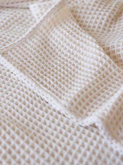 Premium Waffle Blanket California King Size Natural Undyed - 100% Turkish Cotton, Light and Airy Waffle Weave All-Season Quilt - Luxury Decorative Bedspread (Natural, 95" x 126" Inch)