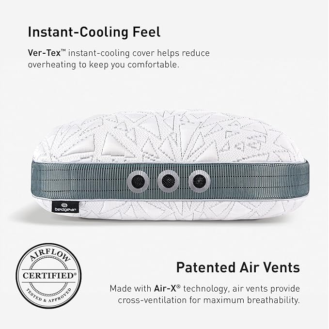 Bedgear Storm Cuddle Curve Performance Pillow - Size 3.0 - Cooling Bed Pillow for Side Sleepers - Medium Firmness- Washable and Removable Cover - 20" W x 26" L