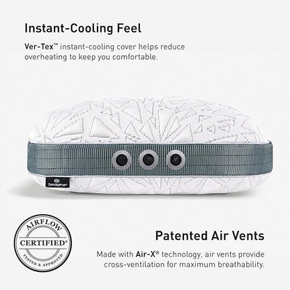 Bedgear Storm Cuddle Curve Performance Pillow - Size 3.0 - Cooling Bed Pillow for Side Sleepers - Medium Firmness- Washable and Removable Cover - 20" W x 26" L