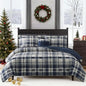MaiRêve Queen Size Comforter Set Navy Blue, Classic Plaid Farmhouse 7 Pieces Bedding Set, All Season Lightweight Bed in a Bag with Sheets, Pillowcases & Shams