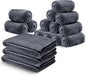 IR Imperial Rooms Fleece Blanket 16 Pack - Super Soft Fluffy Grey Throw Blanket for Sofa and Bed - Warm and Cozy Lightweight 400 GSM Microfiber Bed Throws Blankets, 50x60 Inches (Throw/Travel)