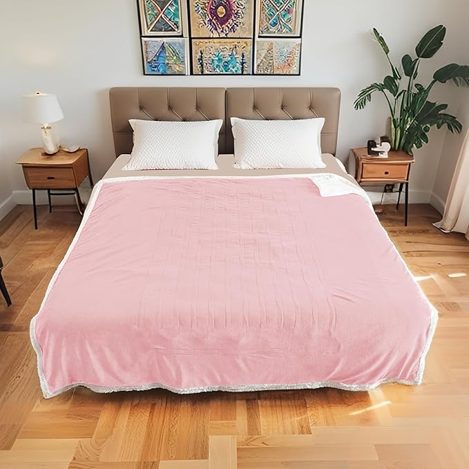 Electric Heated Blanket Full Size 72"x84", Soft Flannel with Overheat Protection, 6 Adjustable Heat Settings & 10-Hour Auto-Off Timer, Fast Heating for Winter Comfort, Pink