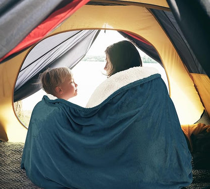 Utopia Bedding Sherpa Blanket Twin Size (Stone Blue, 90x66 Inches) - Soft Lightweight Plush Fleece Reversible Blanket for Bed, Sofa, Couch, Camping and Travel